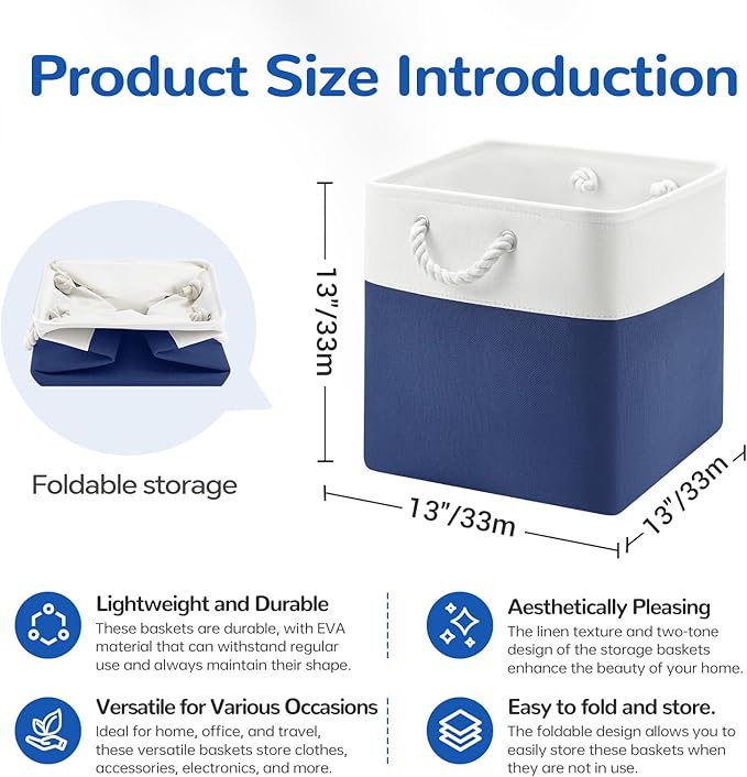 13x13 Inch Foldable Fabric Cube Storage Bins - Image 7