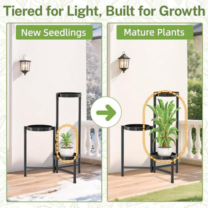 iDavosic.ly Plant Stand Indoor Outdoor, 3 Tier Corner Metal Flower Display - Image 7