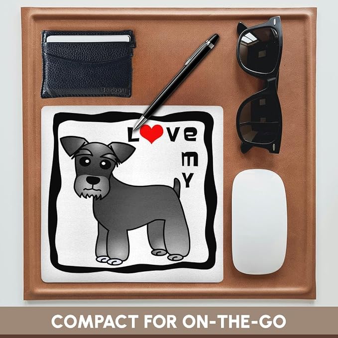 3dRose LLC 8 x 8 x 0.25 Inches Mouse Pad, I Love My Miniature Schnauzer Dog - Image 4