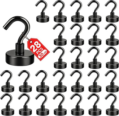E BAVITE 28 Pack Magnetic Hooks, 30Lb Magnetic Hooks, Magnet Cruise Hook by EBAVITE