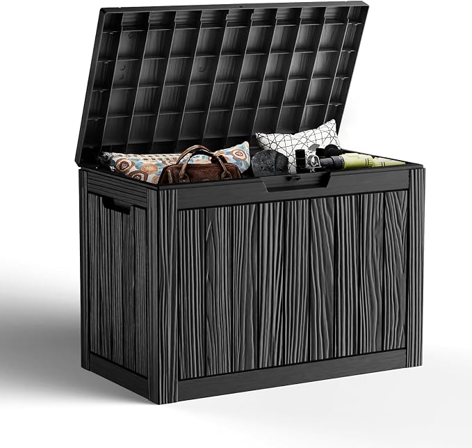 45 GallonOutdoor Storage Box, Resin Deck Boxes Waterproof, IndoorOutdoor Bin by GGYI