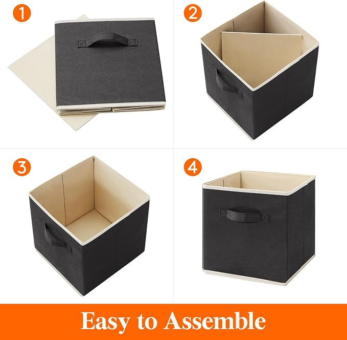 Lifewit Storage Cubes, 11 Inch Organizer Bins, 18L Black, 16 Packs | Foldable - Image 4