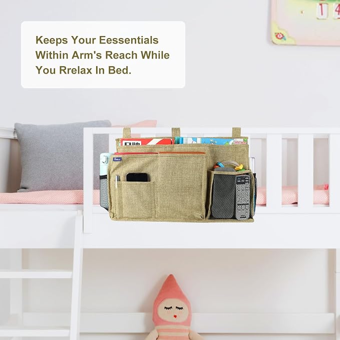Surblue Bedside Caddy Hanging Bed Organizer Storage Bag Pocket - Image 3