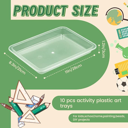 10 Pcs Activity Plastic Art Trays, Stackable Craft Tray, Flat Storage Tray - Image 2