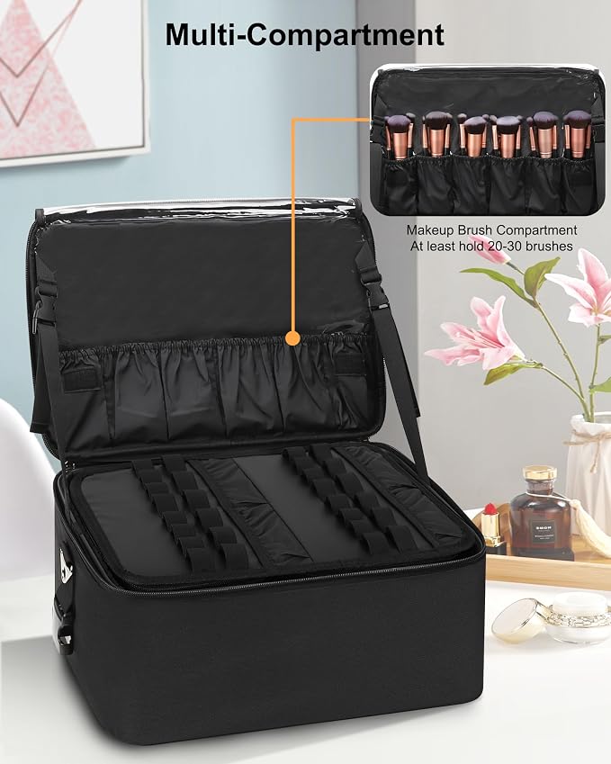 Relavel Makeup Bag Large Makeup Case Professional Cosmetic Storage Organizer - Image 4
