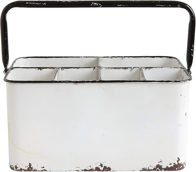 Creative Co-Op Distressed White Metal Caddy - Image 5