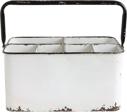 Creative Co-Op Distressed White Metal Caddy - Image 5