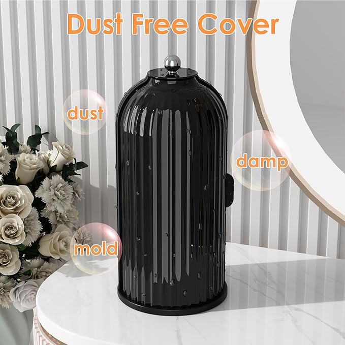 Makeup Brush Holder with Lid 360 Rotating Clear Dustproof Make Up Organizers - Image 4