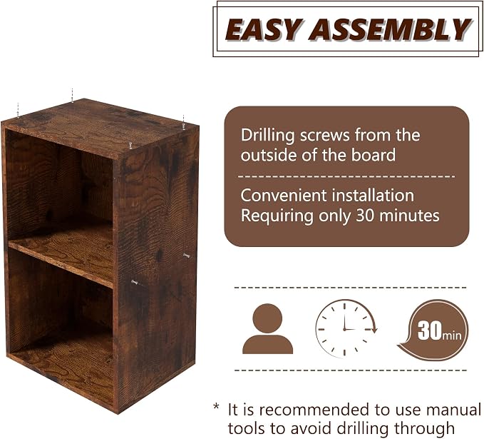 Wooden 2 Cube Storage Organizer, 2 Tier Storage Cubes Storage Display Cubby - Image 4