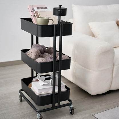 3 Tier Rolling Cart Metal Heavy Duty Utility Cart - Image 5
