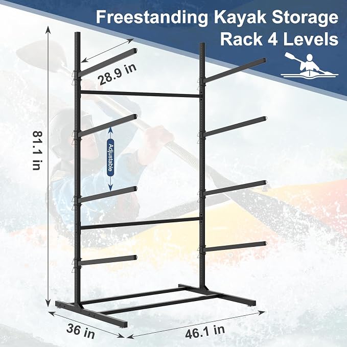 LILYPELLE Kayak Storage Rack, Heavy Duty Kayak Rack, Wall Mount, Freestanding - Image 2