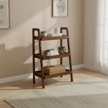100% Solid Oak 3 Tier Ladder Shelf by Vadisun