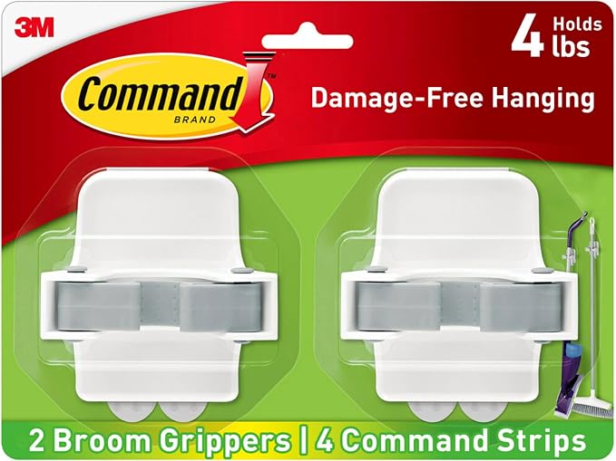 Command Broom Grippers, 2 Hangers and 4 Strips, Damage-Free Mop and Broom by Unknown