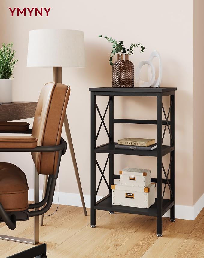 YMYNY 3 Tiers Bookcase, Industrial Metal Bookshelf - Image 2