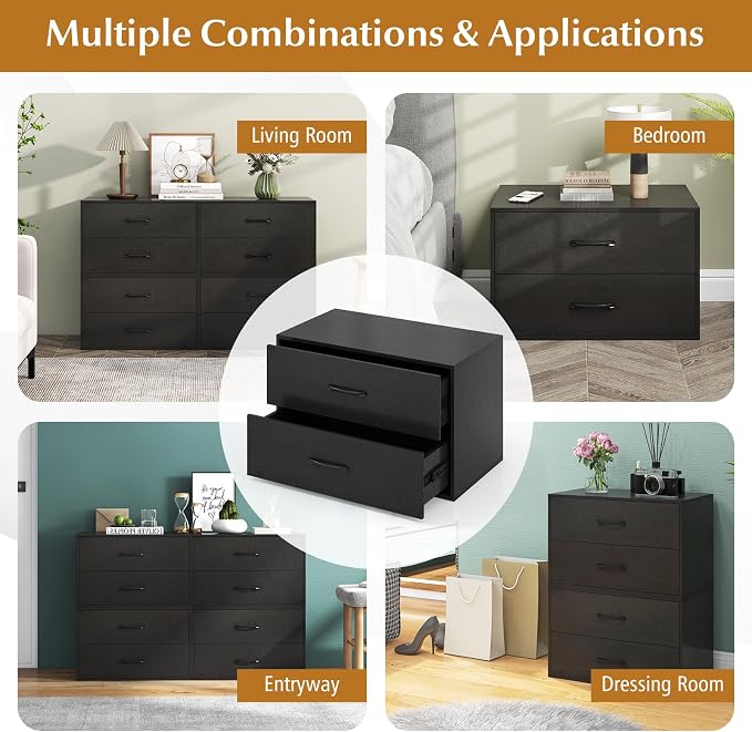 Giantex Stackable Drawers for Closet, 2-Drawer Short Dresser, Anti-Tipping - Image 9