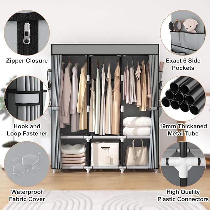 VTRIN Portable Closet Wardrobe for Hanging Clothes Closet - Image 4