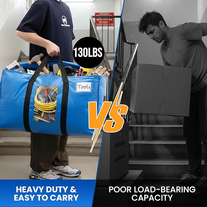 TAILI Extra Large Moving Bags, 4 Pack Blue Heavy Duty Totes - Image 8
