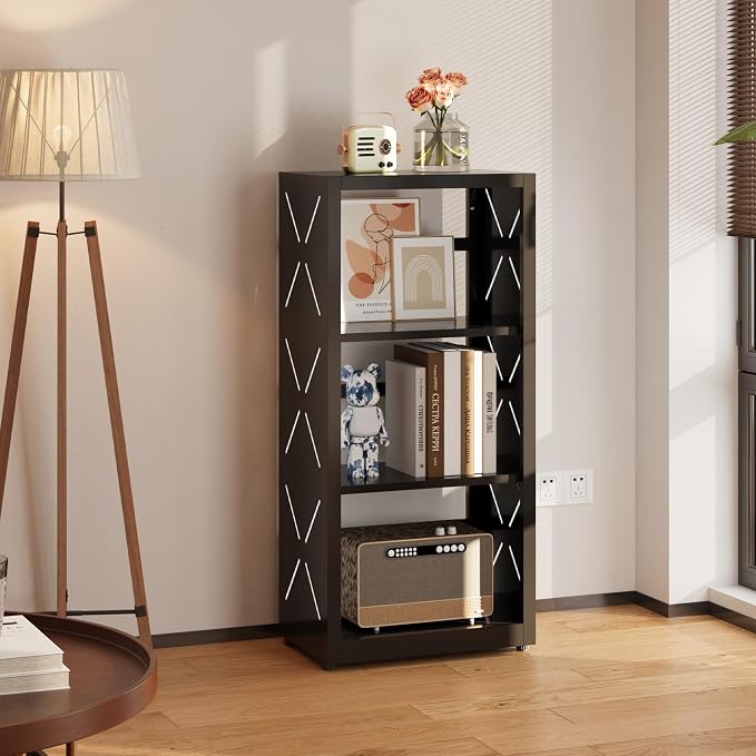 Narrow Bookshelf, 3 Tier Bookcase, Home Office Bookcase Shelf Storage Organizer - Image 2