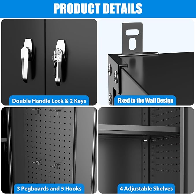 Upgraded Wide & Deep Extra Large Metal Storage Cabinet on Wheels, Lockable - Image 7