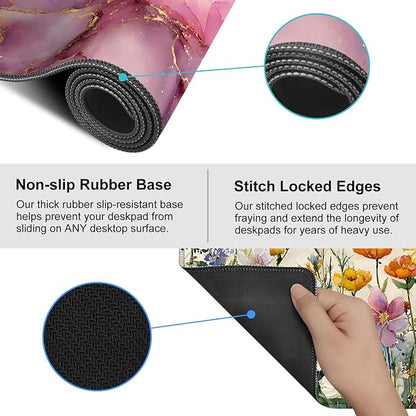 Pink Marble Ink Mouse Pad – Large Extended Desk Mat 35.43 x 15.75 in – Elegant - Image 5