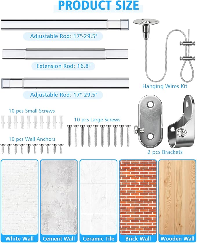 Premium Chrome Oval Closet Rod for Hanging Clothes 52 to 70 Inch, Includes End - Image 5