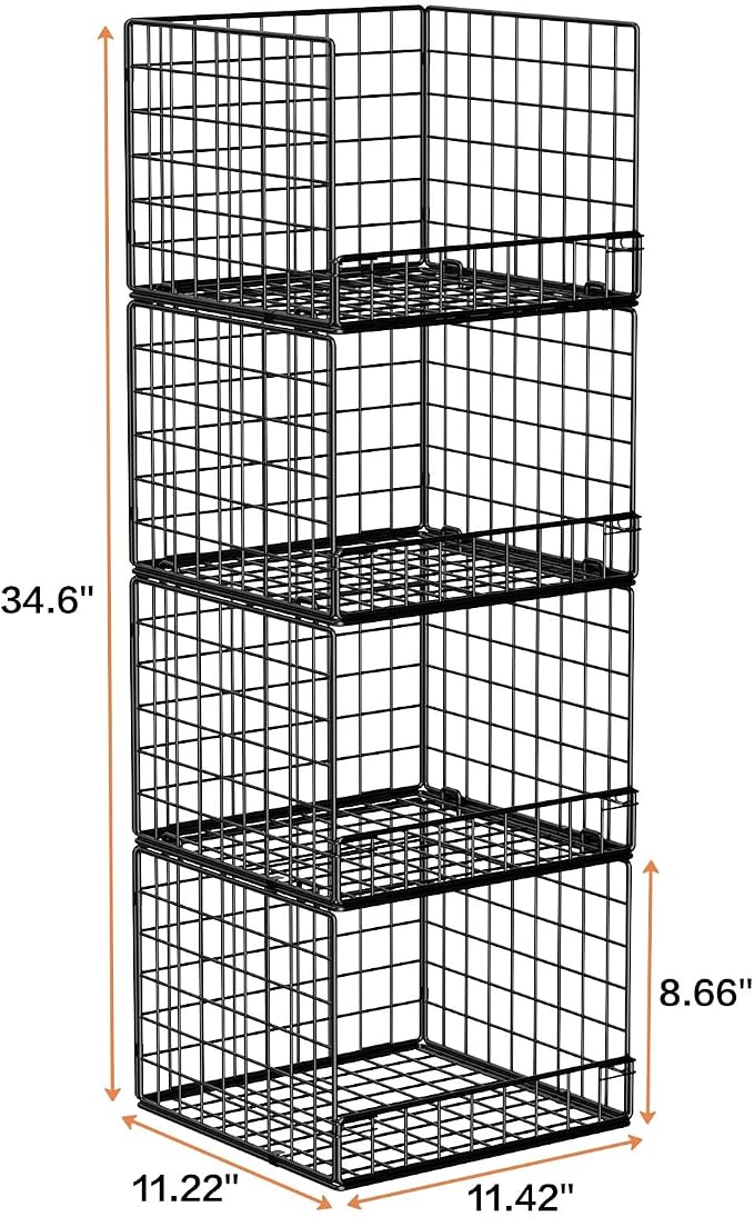 Stackable Closet Organizers and Storage Baskets, 4-Tier Closet Shelf Organizer - Image 9