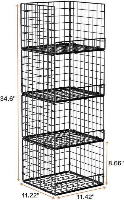 Stackable Closet Organizers and Storage Baskets, 4-Tier Closet Shelf Organizer - Image 9