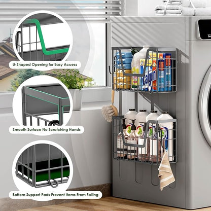 Grey Magnetic Shelf for Fridge, 2 Set Potato and Onion Storage Bins, Magnetic - Image 4