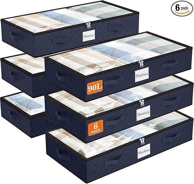SpaceWhisper 90L Under Bed Storage Containers, Foldable Closet Organizers and by Unknown