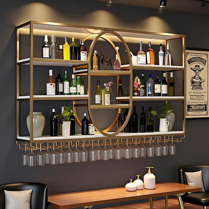 55.1IN Large Wall Mount Wine Rack, Metal 4 Tier Hanging Bottle Holder - Image 7