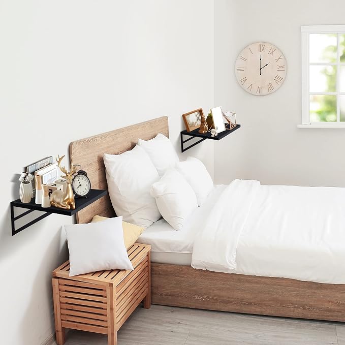 Tectocker-DOU 2 Pc Deep Floating Shelves ; Wall Mounted Hanging Shelves - Image 7
