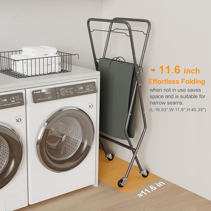 Laundry Basket with Wheels:88L Rolling Laundry Cart Foldable Metal Frame Dirty - Image 6