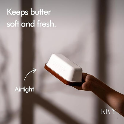 KIVY Ceramic butter dish with airtight lid that keeps butter soft - Image 2