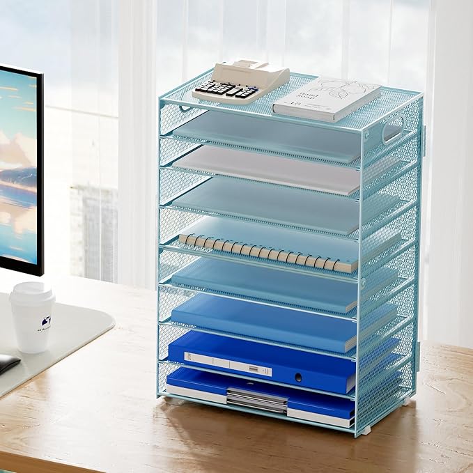 Marbrasse Paper Organizer Letter Tray, 9 Tier Mesh File Organizer - Image 6