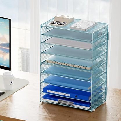 Marbrasse Paper Organizer Letter Tray, 9 Tier Mesh File Organizer - Image 6