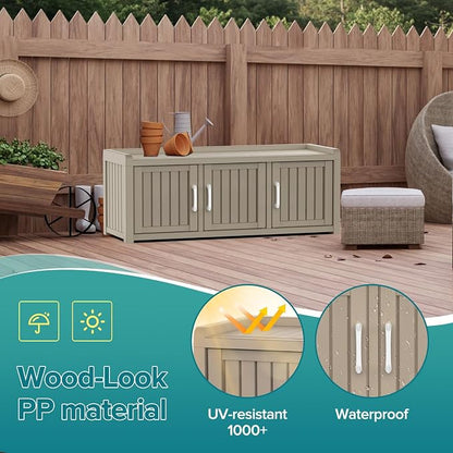 ROJIK Shoe Cabinet Waterproof UV-Resistant, Storage Bench Indoor Outdoor - Image 6