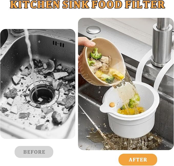 Sink Strainer Basket with One-Touch Drain Mesh, Snap-On Strap & Detachable - Image 2