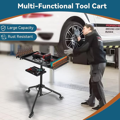 Rolling Tool Cart, Adjustable Mobile Work Table - Image 4