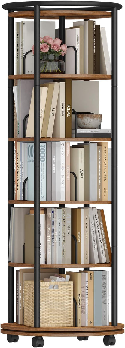 Hzuaneri Rotating Bookshelf, 360° Spinning Bookshelf Tower, Round Book Shelf | - Image 7