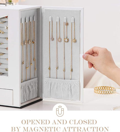 Homde Jewelry Organizer with Transparent Window Necklace Hooks Gift - Image 4