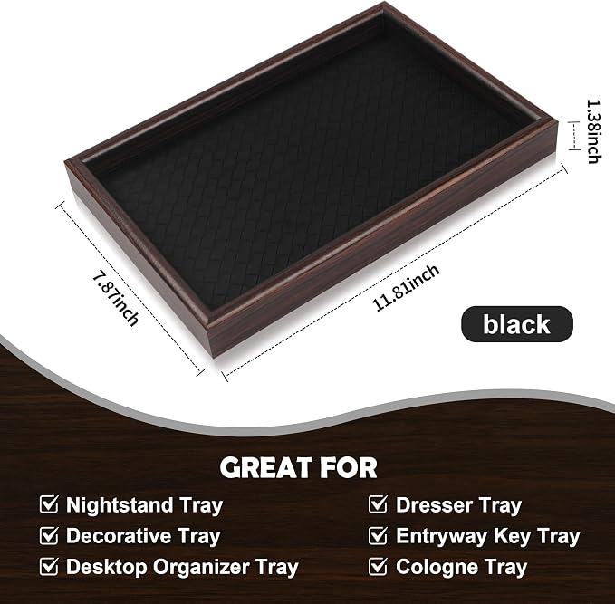 Wooden Valet Tray with Leather Base - Image 7