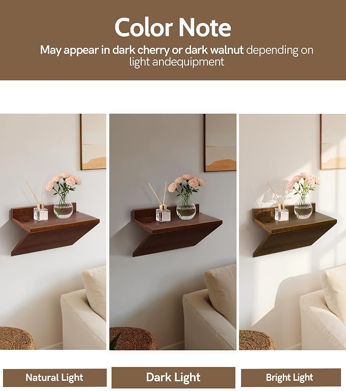 Floating Nightstand, Modern Wood Floating Bedside Table Z-Shape Wall Mounted - Image 6