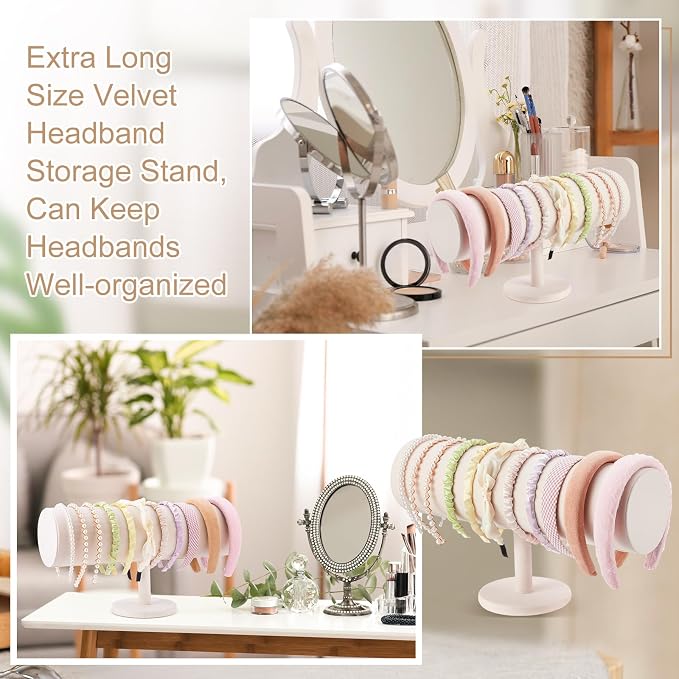 Wenqik Extra Long T Bar Headband Holder Organizer Velvet Headband Rack Storage - Image 5