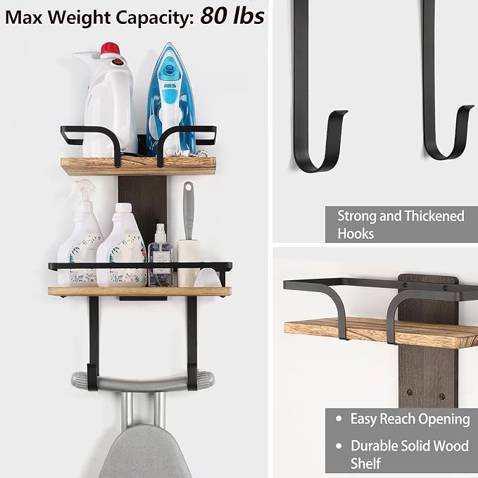 VINAEMO Ironing Board Hanger Wall Mount, 2-Layer Iron and Ironing Board Holder - Image 5
