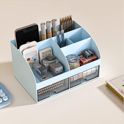 COMFYROOM Desk Organizer with 6 Compartments and 2 Drawers, Plastic Makeup - Image 5