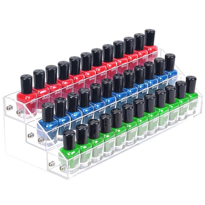 Acrylic Nail Polish Organizer Rack, 3 Tier Paint rack and Storage Shelf - Image 8