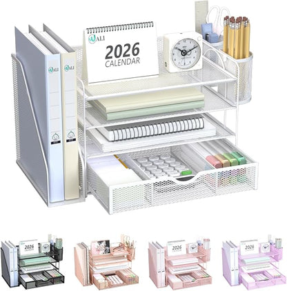 WALI Desk File Organizer, 4 Tier Desktop Paper Letter Tray Organizer by WALI