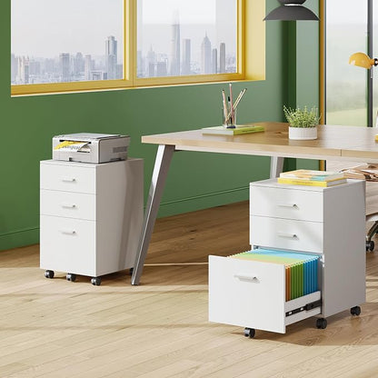 DEVAISE 3 Drawer Wood Mobile File Cabinet, Rolling Filing Cabinet - Image 2