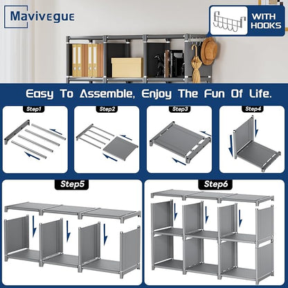 Mavivegue Bookshelf, 18 Cube Storage Organizer, Extra Large Book Organizer - Image 7