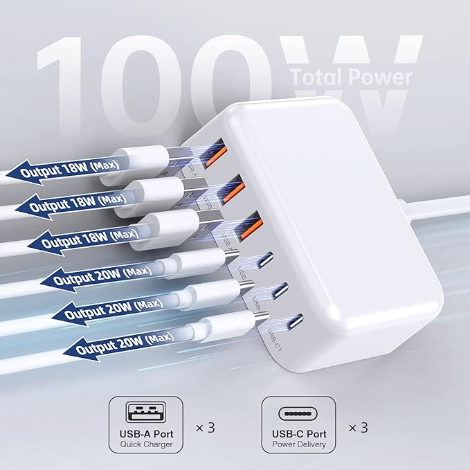 6 in 1 USB Charger, 50% Smaller Charging Station - Image 7